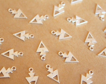 14 pc. Raw Silver Plated Triangle Drops: 12mm by 7mm - made in USA | SI-198