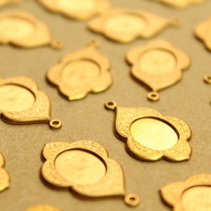 8 pc. Raw Brass Scalloped Oval Cabochon Setting Charms: 23mm by 15mm made in USA RB-1309 image 3