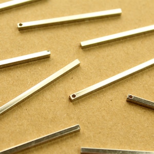 12 pc. Platinum Plated Brass 3D Bar Charms: 40m by 2mm | MIS-355