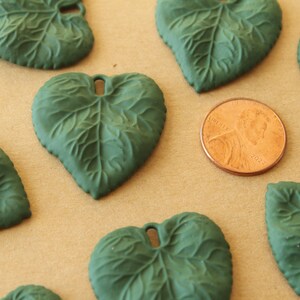 6 pc. Rubberized Green Veined Leaf Charms, 31mm by 30mm MIS-488 image 4