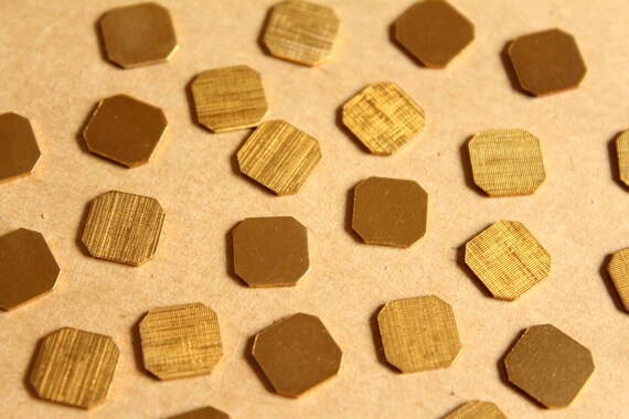 16 pc. Small Raw Brass Octagons / Squares with Clipped Corners: 9mm by 9mm - made in USA | RB-1102