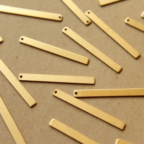 8 pc. Raw Brass Narrow Bars with One Hole: 41mm by 4mm - made in USA | RB-582