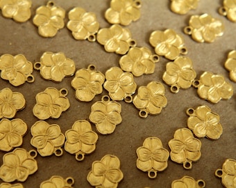 12 pc. Tiny Raw Brass Pansy Stampings: 8mm by 10mm - made in USA | RB-301