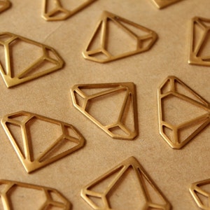 8 pc. Raw Brass Diamond Outline Charms: 22mm by 17mm made in USA RB-757 image 1