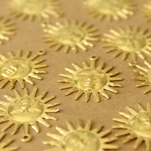 8 pc. Raw Brass Sun Charms: 25mm by 22mm made in USA MIS-431 image 3