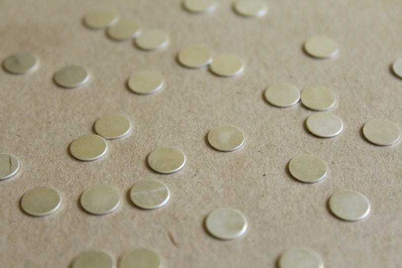 20 pc. Tiny Silver Plated Brass Circles: 7.5mm diameter made in USA SI-033 image 2