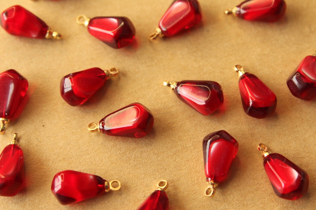 5 Pc. Pomegranate Seed Charms, 15.5mm by 8mm, Fruit Pendant Fruity ...