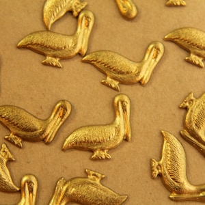 6 pc. Raw Brass Pelicans: 20mm by 17mm - made in USA | RB-406