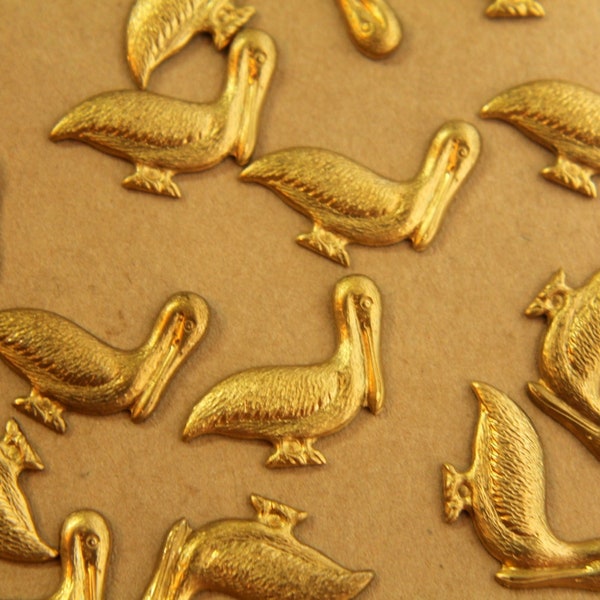 8 pc. Raw Brass Pelicans: 20mm by 17mm - made in USA | RB-406