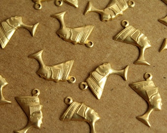 18 pc. Raw Brass Nefertiti Charms: 18mm by 11.5mm - made in USA | RB-1196