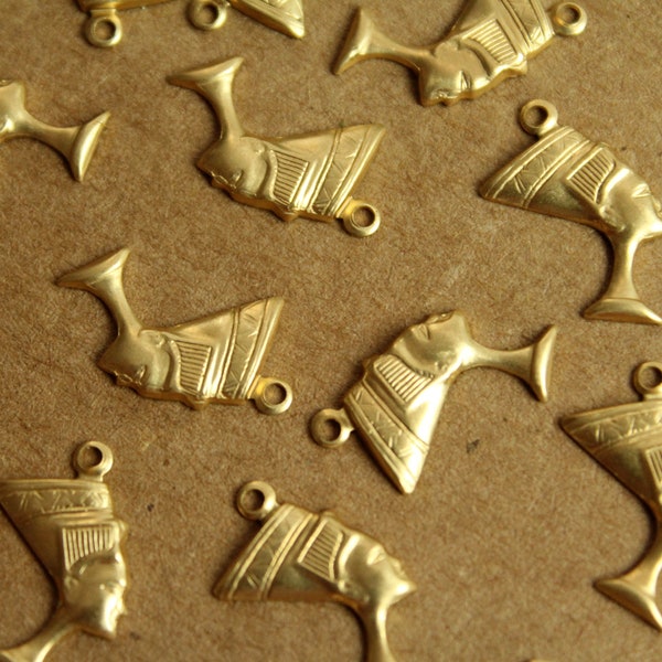 18 pc. Raw Brass Nefertiti Charms: 18mm by 11.5mm - made in USA | RB-1196