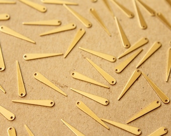 26 pc. Raw Brass Narrow Spike Charms with One Hole: 19mm by 3.5mm - made in USA | RB-610