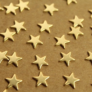 24 pc. Small Gold Plated Brass Stars: 10mm by 10mm - made in USA | GLD-065