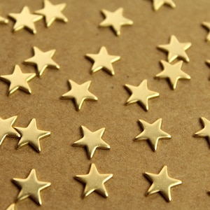 24 pc. Small Gold Plated Brass Stars: 10mm by 10mm - made in USA | GLD-065