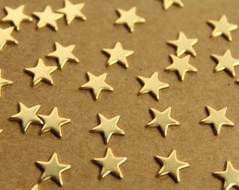 24 pc. Small Gold Plated Brass Stars: 10mm by 10mm - made in USA | GLD-065