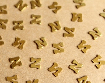 6 pc. Tiny Raw Brass Letter N Stampings - 6mm by 5.5mm - made in USA | RB-1168