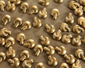 10 pc. Tiny Raw Brass Mushrooms: 6.5mm by 5mm - made in USA * Also available in 50 piece * | RB-050