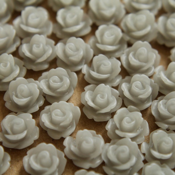 CLOSEOUT - 30 pc. Frosted Grey Rose Cabochon 10mm | RES-192