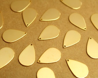 6 pc. Gold Plated Teardrop Charms, 18mm by 12mm | FI-582