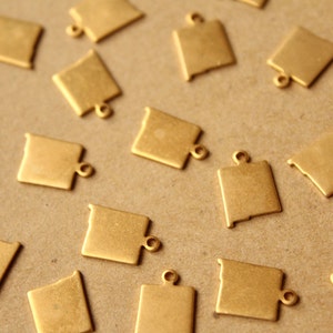 8 pc. Raw Brass New Mexico State Charms / Blanks: 8mm by 12.5mm - made in USA | RB-973