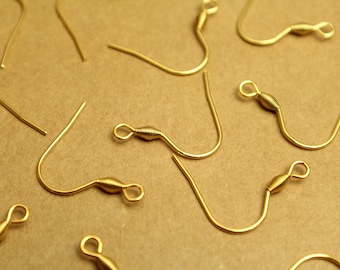 12 pc. Gold Stainless Steel Earwires 18mm long  | FI-572
