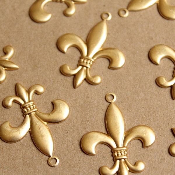 6 pc. Large Fleur de Lis Charms: 34.5mm by 27mm - made in USA | RB-924