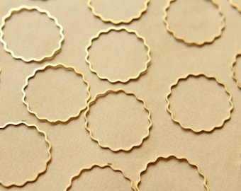 50 pc. Raw Brass Scalloped Circle Links: 25mm diameter | FI-197