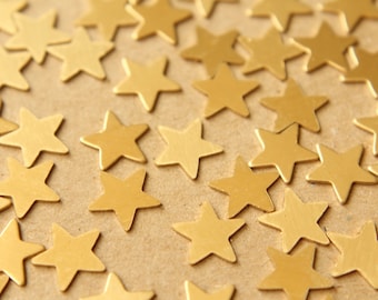 24 pc. Small Raw Brass Stars: 10mm by 10mm - made in USA | RB-619