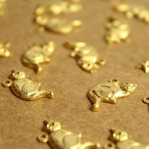 20 pc. Raw Brass Sitting Cat Charms: 18mm by 14mm made in USA RB-1217 image 3