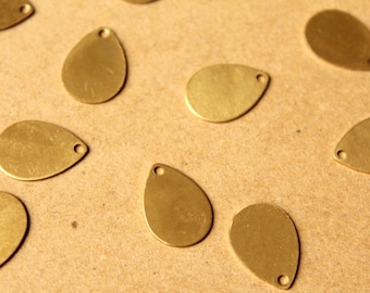 12 pc. Raw Brass Teardrop Charms: 11.5mm by 16mm - made in USA | RB-951