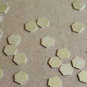 16 pc. Small Silver Plated Brass Smooth Hexagons: 9mm by 8mm - made in USA | SI-023