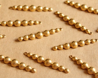 6 pc. Raw Brass Row of Bubbles Charms: 39mm by 6.5mm - made in USA | RB-1119