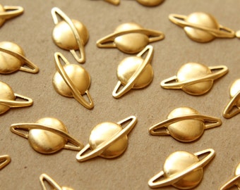 12 pc. Raw Brass Saturn Stampings: 21mm by 11mm - made in USA | RB-571