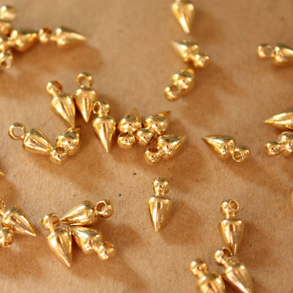 50 pc. Raw Brass Spike Drop End Pieces, 4.5mm by 9mm long  | FI-412