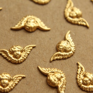10 pc. Raw Brass Cherub Stampings: 15mm by 7mm - made in USA | RB-878