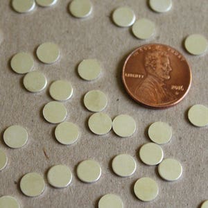 30 pc. Small Silver Plated Brass Circles: 6mm diameter made in USA SI-005 image 3