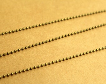 10 ft. Antique Brass Plated Brass Beaded Ball Chain, 1.5mm, Nickel, Lead, and Cadmium Free | CH-013-10ft