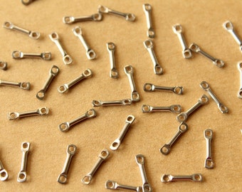 20 pc. Stainless Steel Bar Links with Two Holes: 10mm by 1mm - made in USA | FI-651