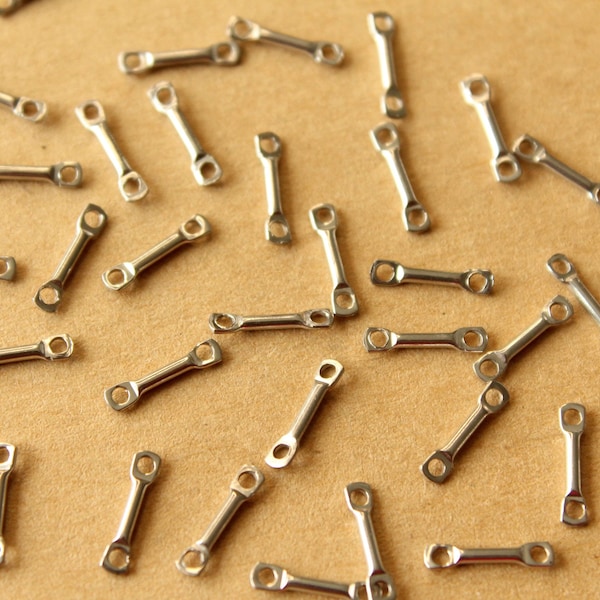 20 pc. Stainless Steel Bar Links with Two Holes: 10mm by 1mm - made in USA | FI-651