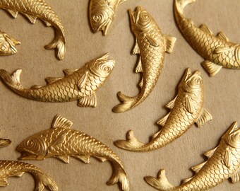 1 pc. Raw Brass Trout Fish Charms: 35mm by 14mm - made in USA | RB-525