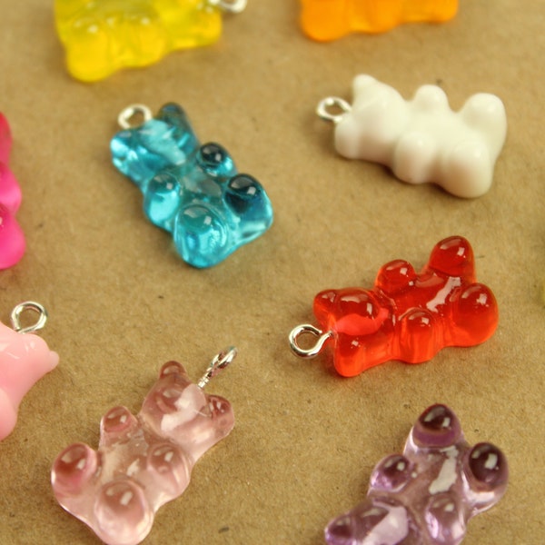 10 pc. Multi-Colored Gummy Bear Charms 17mm by 11mm | MIS-072*