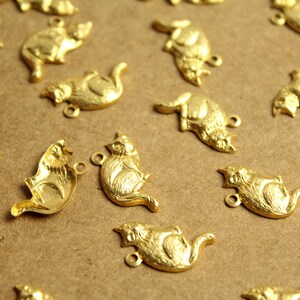 20 pc. Raw Brass Sitting Cat Charms: 18mm by 14mm made in USA RB-1217 image 2