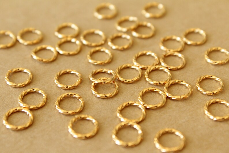 25 pc. 8mm 18k Gold Plated Twisted Open Linking Rings, 18 gauge FI-675 image 2