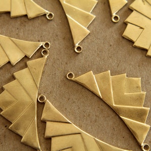 2 pc. Raw Brass Layered Geometric Charms: 37mm by 16mm made in USA RB-118 image 2