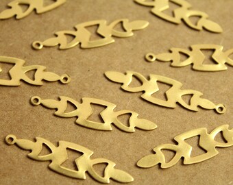 10 pc. Long Raw Brass Tribal Dangle Charms: 39.5mm by 10mm - made in USA | RB-1230