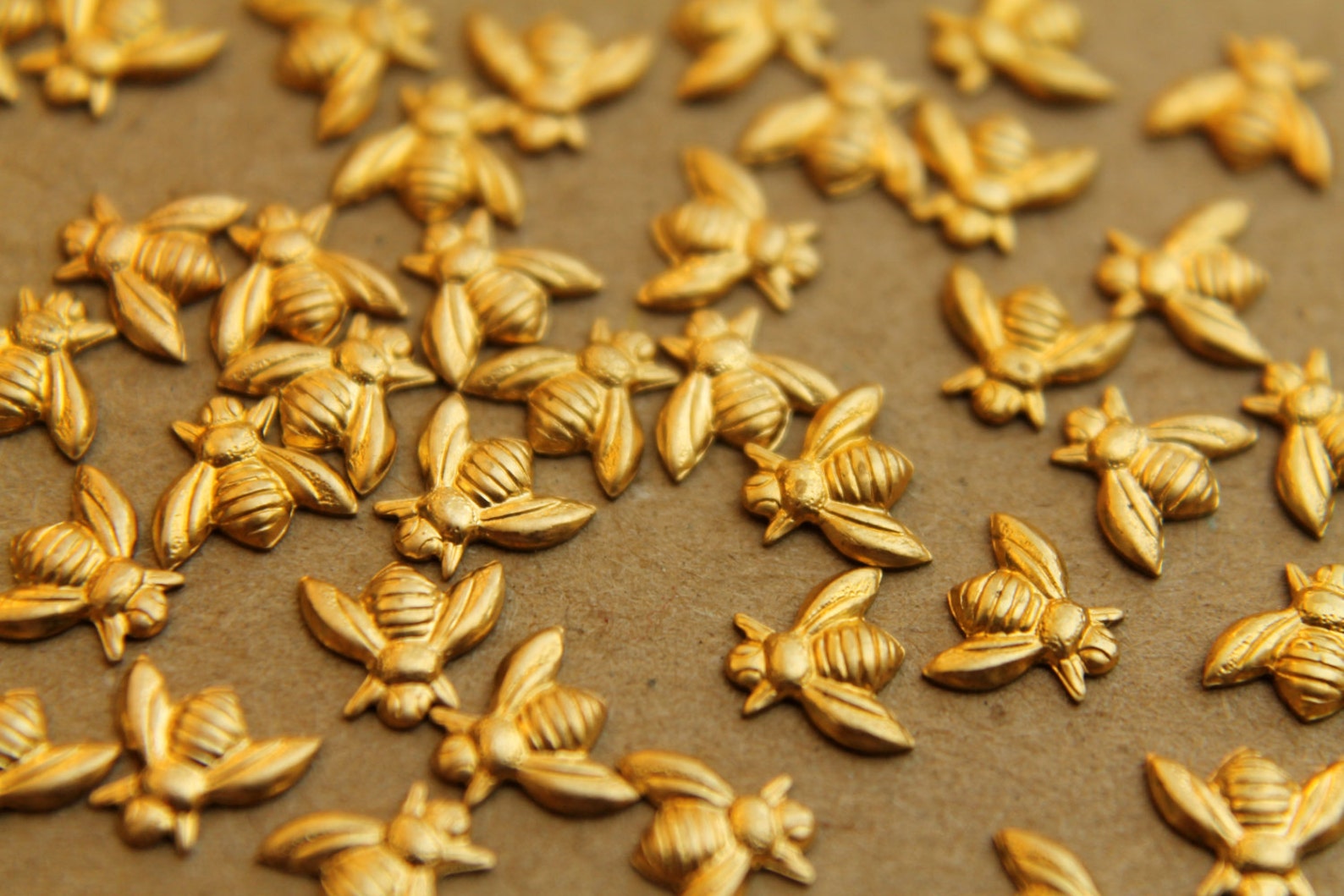 12 Pc. Tiny Raw Brass Bees 7mm by 6mm Made in USA Also Etsy