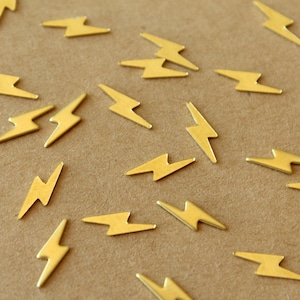 24 pc. Tiny Raw Brass Lightning Bolts: 10.5mm by 3.9mm - made in USA | RB-018