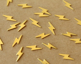24 pc. Tiny Raw Brass Lightning Bolts: 10.5mm by 3.9mm - made in USA | RB-018