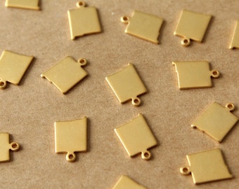 6 pc. Gold Plated Brass New Mexico State Charms / Blanks: 8mm by 12.5mm - made in USA | GLD-215