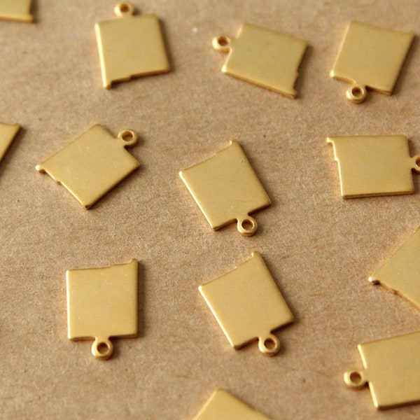 6 pc. Gold Plated Brass New Mexico State Charms / Blanks: 8mm by 12.5mm - made in USA | GLD-215